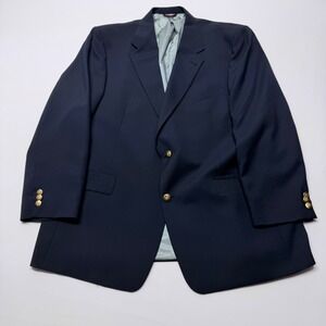 Jack Nicklaus Tournament Series Mens Navy Blue Gold Crest Button Blazer 48R
